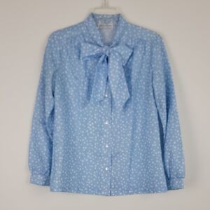 Vintage Lucky Winner Blue & White Polka Dot Blouse (READ Size Info) M/L